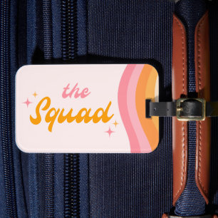 Etiqueta De Bagagem O Esquadrão Groovy Rosa e Laranja