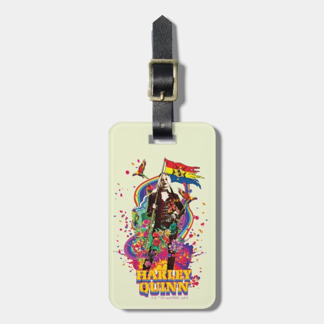 Etiqueta De Bagagem O Esquadrão Suicida | Harley Quinn Flowers & Rainb (Frente Vertical)