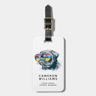 Etiqueta De Bagagem O filhote de cachorro tropical da aguarela