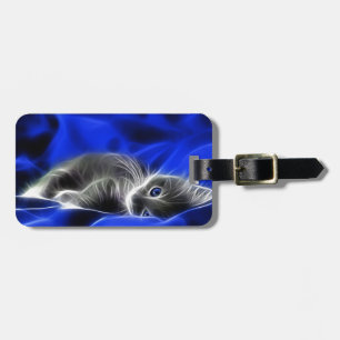 Etiqueta De Bagagem O gatinho cinzento acorda