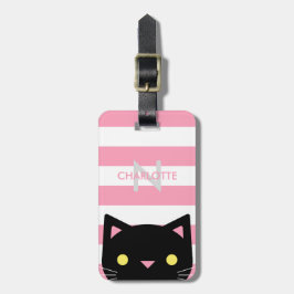 Etiqueta De Bagagem O gato preto curioso | listra o monograma de |