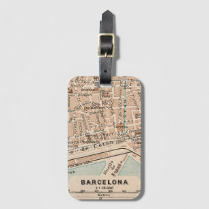 Etiqueta De Bagagem O Mapa Antigo de Barcelona