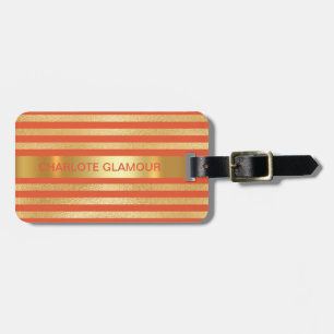 Etiqueta De Bagagem O pêssego dourado personalizado listra o