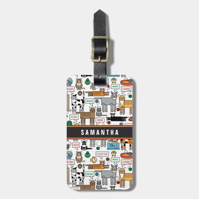 Etiqueta De Bagagem O que os gatos dizem (Frente Vertical)