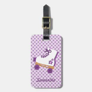 Etiqueta De Bagagem O roxo pontilha o skate de rolo