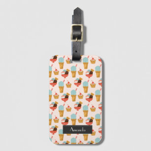 Etiqueta De Bagagem O teste padrão bonito do Doodle do sorvete
