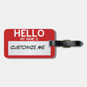 Etiqueta De Bagagem O vermelho olá! meu nome é… customizável