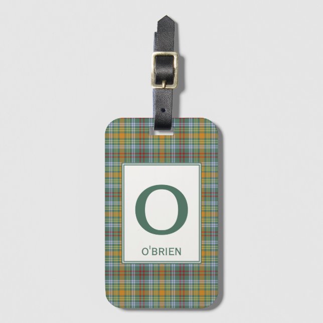 Etiqueta De Bagagem O'Brien Tartan - Padrão de Xadrez Verde (Frente Vertical)