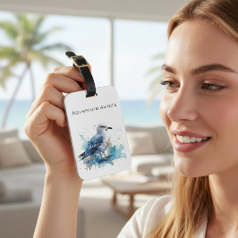 Etiqueta De Bagagem Ocean Breeze: Watercolor Seagull