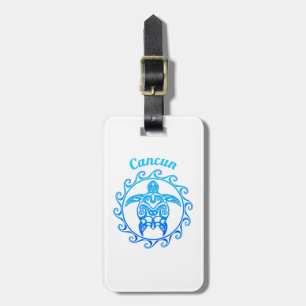 Etiqueta De Bagagem Oceano Azul - Tartaruga Tribal Cancun
