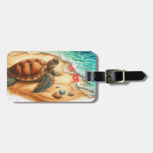 Etiqueta De Bagagem Oceano de Turquesa da Vida Marítima