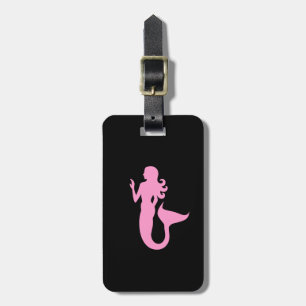 Etiqueta De Bagagem Oceano Glow_Pink-on-Black Mermaid_personalized