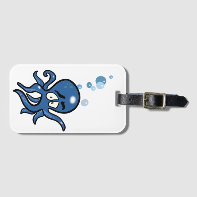 Etiqueta De Bagagem Octopus azul (Frente Horizontal)