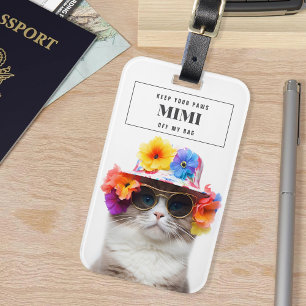Etiqueta De Bagagem Óculos Florais De Gato na moda Legal