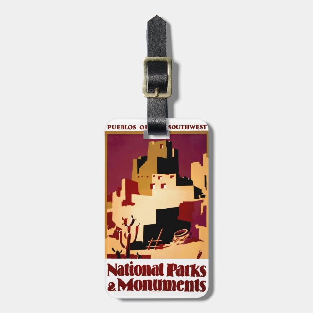 Etiqueta De Bagagem Oeste do Sudoeste Pueblo WPA Nacional (Frente Vertical)