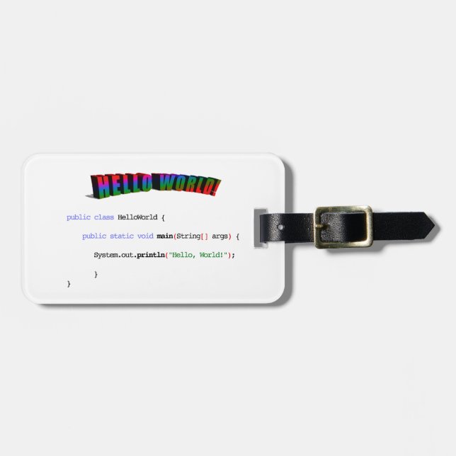 Etiqueta De Bagagem Olá, geek mundial saudando Java (Frente Horizontal)