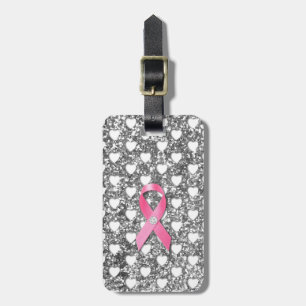 Etiqueta De Bagagem Olhar cor-de-rosa do brilho da prata da fita de