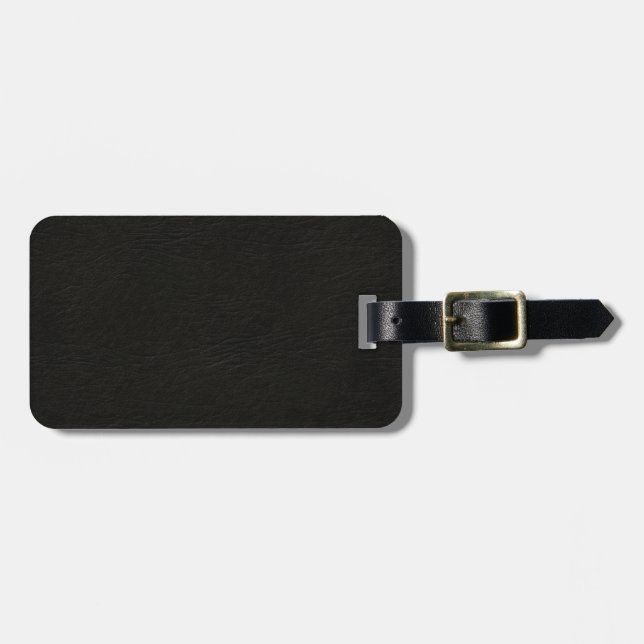 Etiqueta De Bagagem Olhar de couro preto (Frente Horizontal)