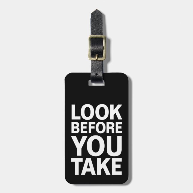 Etiqueta De Bagagem Olhe antes de tomar (Personalizável) (Frente Vertical)