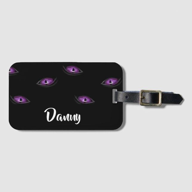 Etiqueta De Bagagem Olhos de gato de nome personalizado (Frente Horizontal)