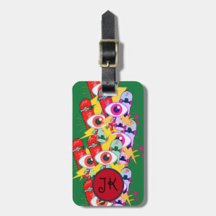 Etiqueta De Bagagem Olhos simples de skate dos anos 90 personalizam pe