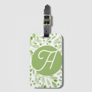 Etiqueta De Bagagem Olive Leaves and Initial Luggage Tag