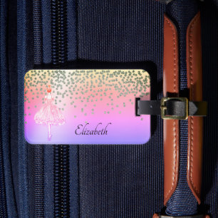 Etiqueta De Bagagem Ombre Ballerina, Na moda brilhante Elegante