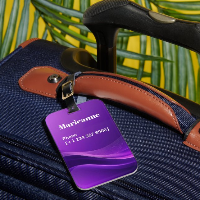 Etiqueta De Bagagem Onda Minimalista Gradiente Roxo Moderno (Frente Insitu 1)