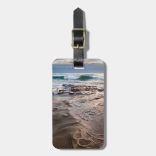 Etiqueta De Bagagem Onda quebrando na praia, Califórnia