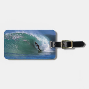 Etiqueta De Bagagem Onda surfando verde Nova Zelândia
