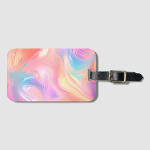 Etiqueta De Bagagem Ondas abstratas rosa azul amarelo neon modernas