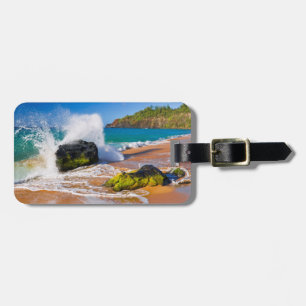 Etiqueta De Bagagem Ondas batem na praia, Havaí