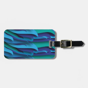 Etiqueta De Bagagem Ondas de diferentes cores de azul para verde