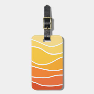Etiqueta De Bagagem Ondas do estilo retrô amarelo e laranja