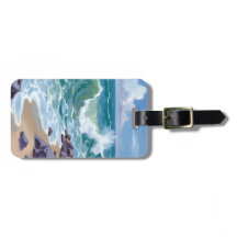 Ondas do Oceano Azul Pintura em Aquarela