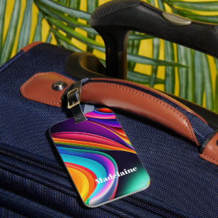 Etiqueta De Bagagem Ondas Retroativas Coloridas Pessoais