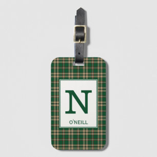 Etiqueta De Bagagem O'Neill Tartan Green e Tan Xadrez padrão