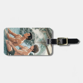 Etiqueta De Bagagem Onsen romântico de inverno