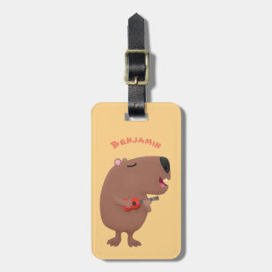 Etiqueta De Bagagem Óptica desenho animado de capybara ukulele