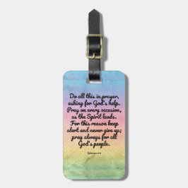 Etiqueta De Bagagem Oração do verso da bíblia do arco-íris do 6:18 de