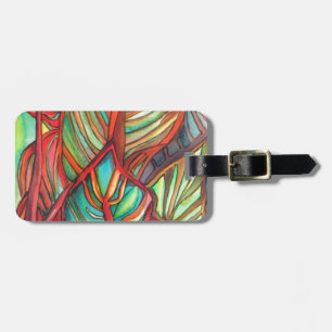 Etiqueta De Bagagem Orange Canna deixa aquarela arte original