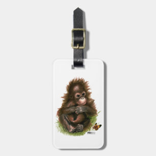 Etiqueta De Bagagem Orangutan Baby e Butterfly
