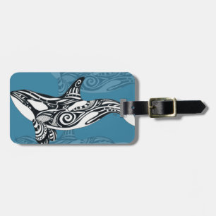 Etiqueta De Bagagem Orca Killer Whale Tlingue Indigo Blue ink