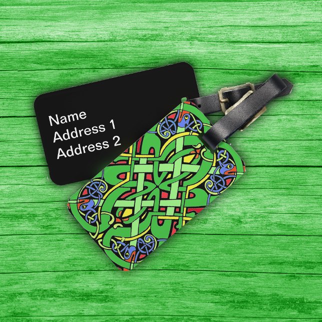 Etiqueta De Bagagem Ornamentado Irlandês Celtic Knot (Ornate Irish Celtic Knot multiple colours with luggage tag, personalize with your address.)