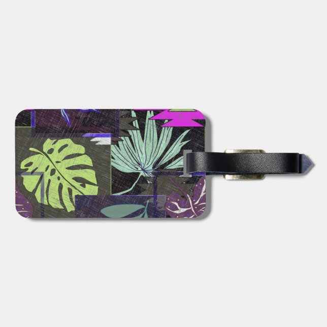 Etiqueta De Bagagem ornamento tropical. (Traseira Horizontal)