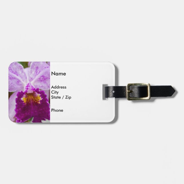 Etiqueta De Bagagem Orquídea de Paixão Roxo (Frente Horizontal)