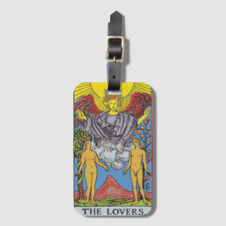 Etiqueta De Bagagem Os Amantes Tarot Card Começam A Ler