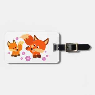 Etiqueta De Bagagem Os desenhos animados brincalhão bonitos Foxes o