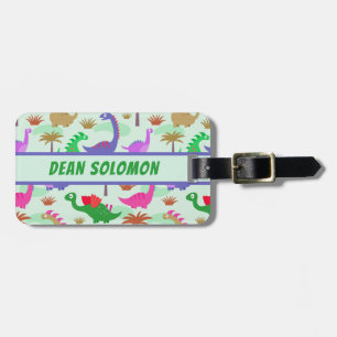 Etiqueta De Bagagem Os dinossauros bonitos coloridos personalizaram o