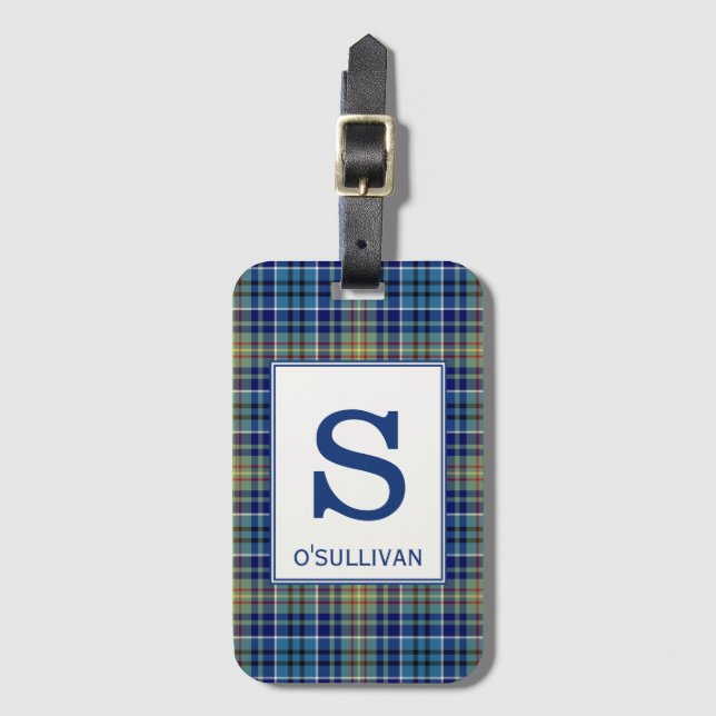 Etiqueta De Bagagem O'Sullivan Tartan Bright Blue Xadrez Padrão (Frente Vertical)
